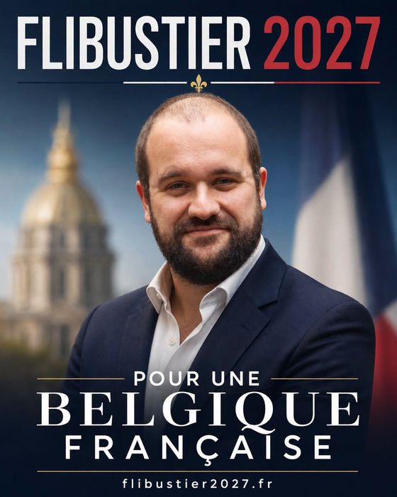Affiche officielle de campagne : Flibustier 2027, pour une Belgique française